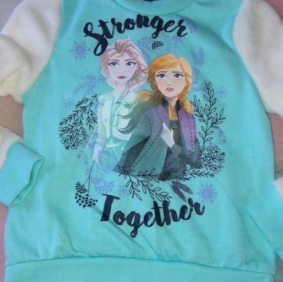 Disney Frozen 2 'Stronger Together' Pullover Sweatshirt Fleece Sleeves Size 4T - Picture 2 of 10